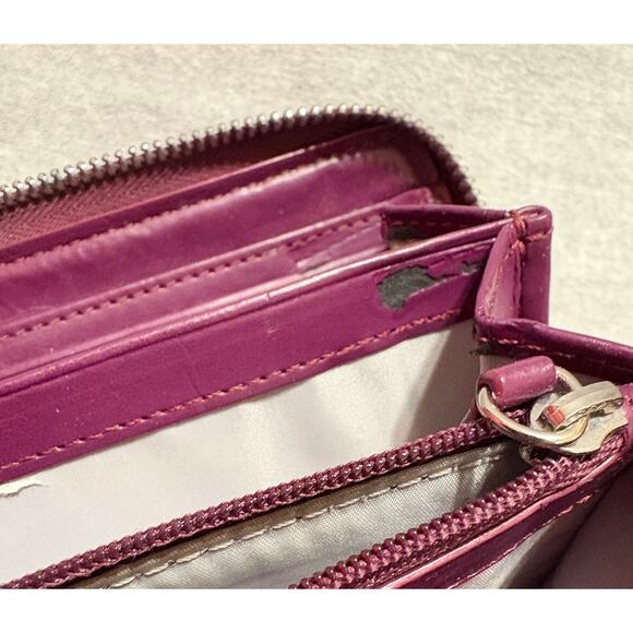 Coach Plum Patent Crinkle Leather Wallet - Picture 5 of 9